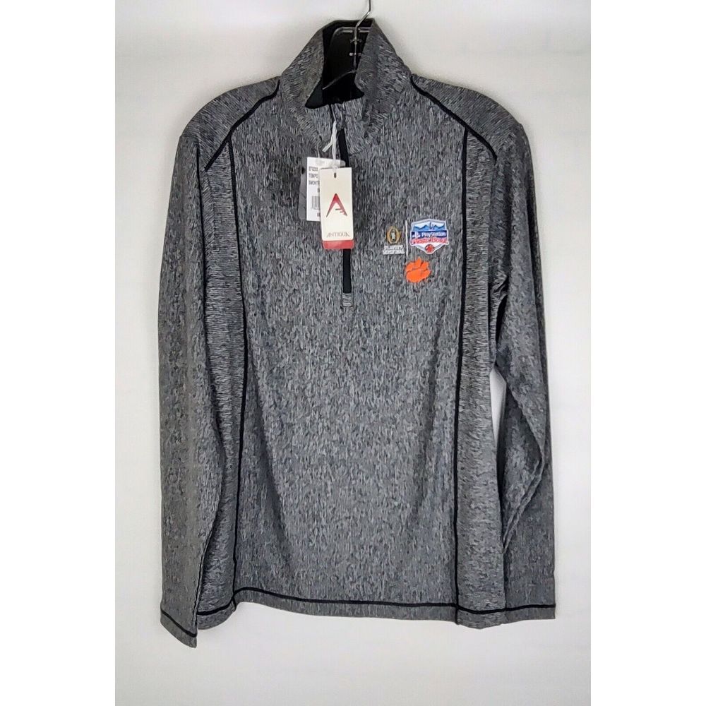 Antigua Clemson Tigers PlayStation Fiesta Bowl 1/4‎ Zip Pullover Grey Mens Small